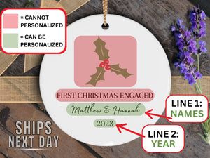 First Christmas Engaged Personalized - Ornament