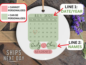 Married Date Wedding Ornament - Personalized