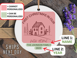 Personalized New Home Ornament - First Christmas Names Ornament