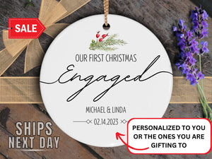 Engaged Christmas Ornament - Personalized