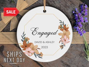 Engaged Christmas Ornament - Personalized