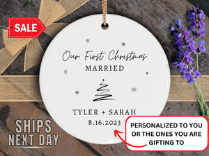 First Christmas Married Personalized Ornament