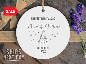 Our First Christmas Ornament Married Mr and Mrs - Personalized