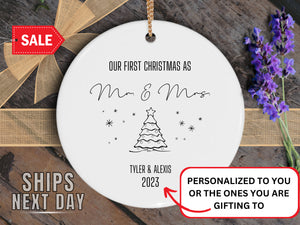 Our First Christmas Ornament Married Mr and Mrs - Personalized