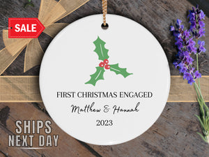 First Christmas Engaged Personalized - Ornament