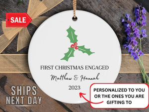 First Christmas Engaged Personalized - Ornament