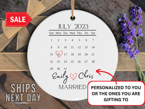 Married Date Wedding Ornament - Personalized