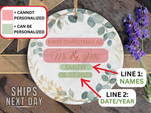 Mr and Mrs Personalized Christmas Ornament