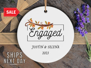 Engaged Christmas Ornament Personalized