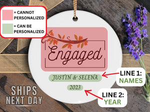 Engaged Christmas Ornament Personalized