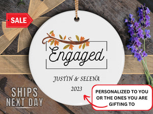 Engaged Christmas Ornament Personalized