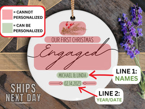 Engaged Christmas Ornament - Personalized