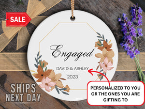 Engaged Christmas Ornament - Personalized