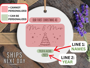 Our First Christmas Ornament Married Mr and Mrs - Personalized