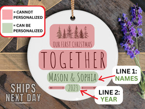 Couples Personalized Christmas Ornament - Names