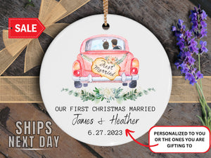 Just Married Personalized Ornament