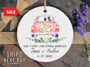 Just Married Personalized Ornament